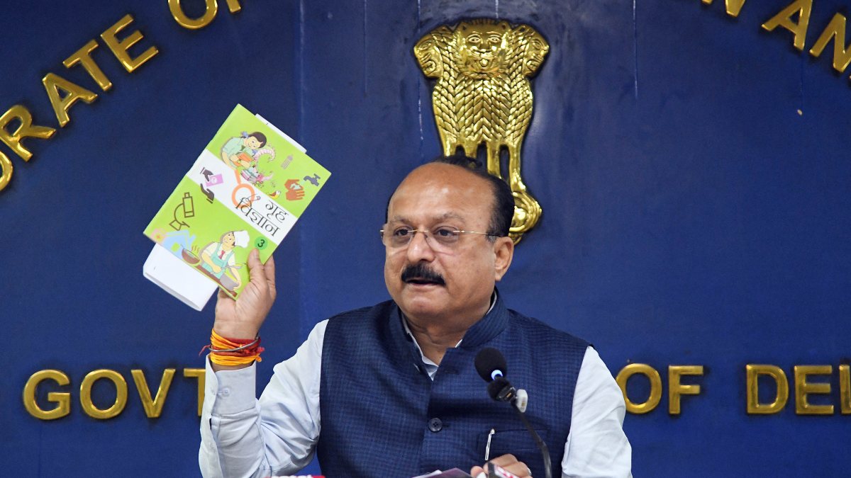 Delhi minister Ashish Sood addresses press conference at secretariat