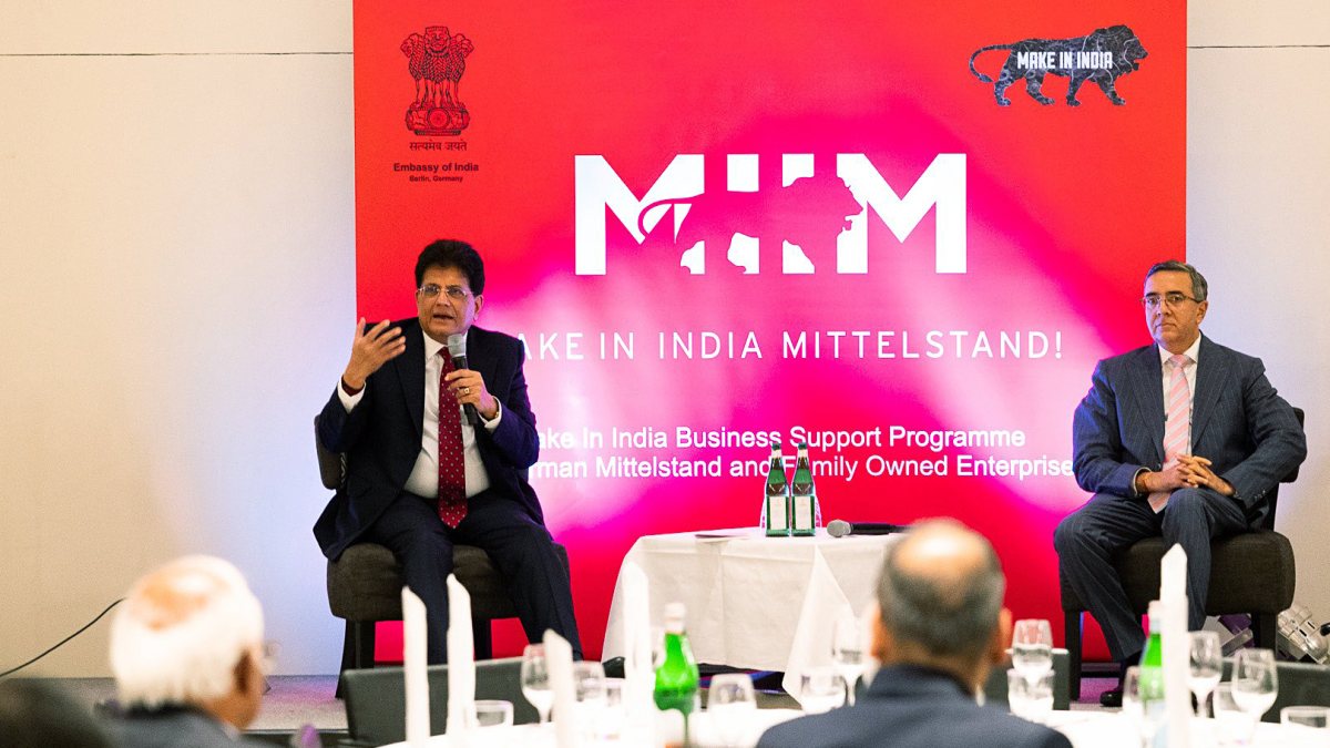 Piyush Goyal speaks to Indian business delegation in Berlin
