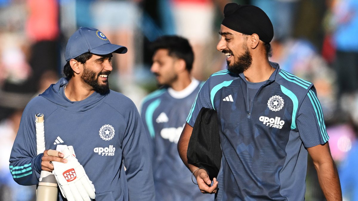 Nitish Kumar Reddy and Arshdeep Singh arrive for warm-up session