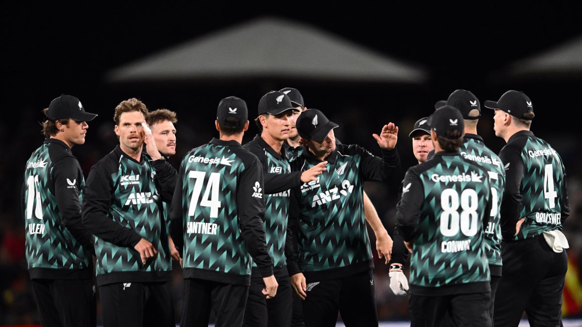 New Zealand players celebrate Vaibhav Sooryavanshi wicket
