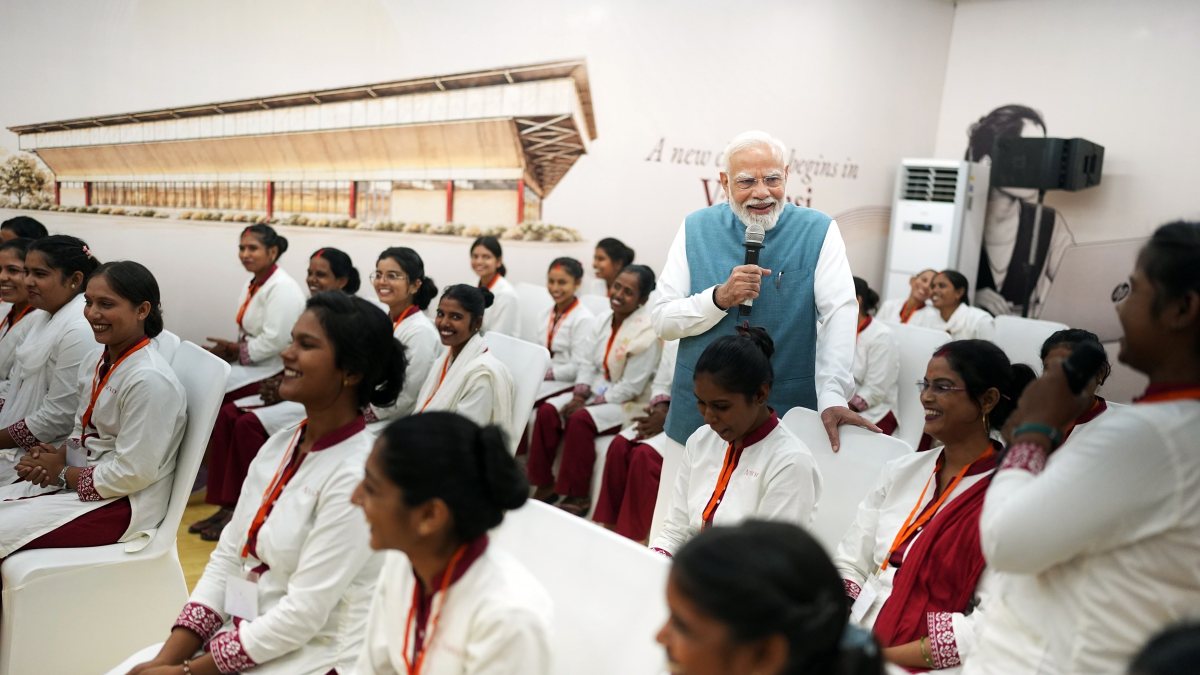 PM Modi interacts with women employees in Varanasi