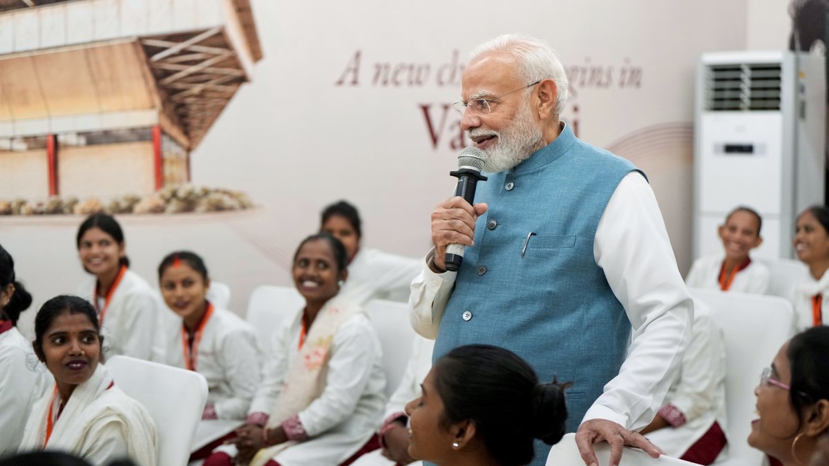 PM Modi interacts with women employees in Varanasi