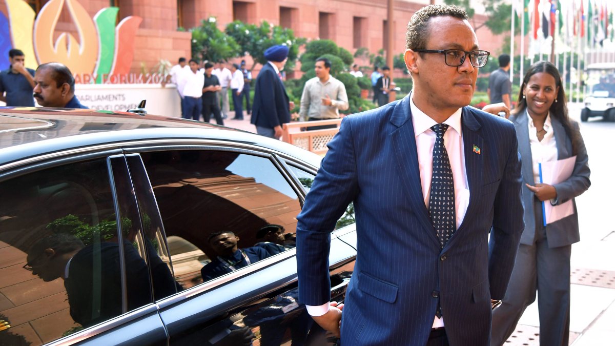 Foreign delegate arrives at Samvidhan Sadan for BRICS Parliamentary Forum