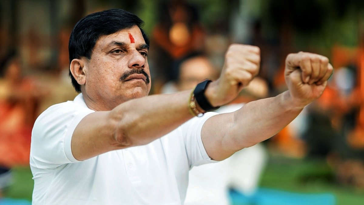 MP chief minister Mohan Yadav performs yoga in Barwani