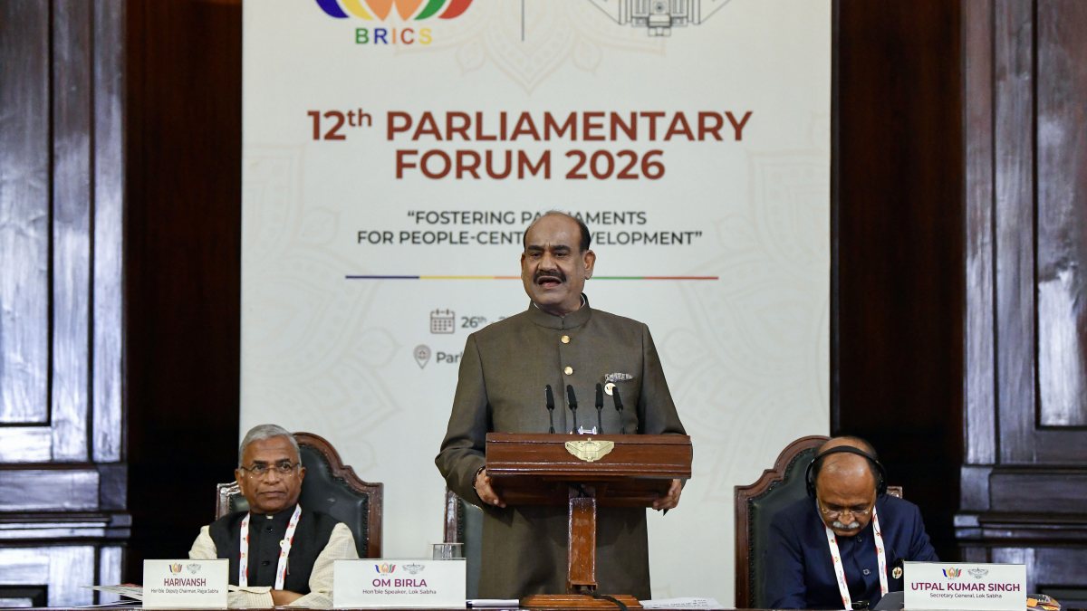 Om Birla addresses 12th BRICS Parliamentary Forum in New Delhi