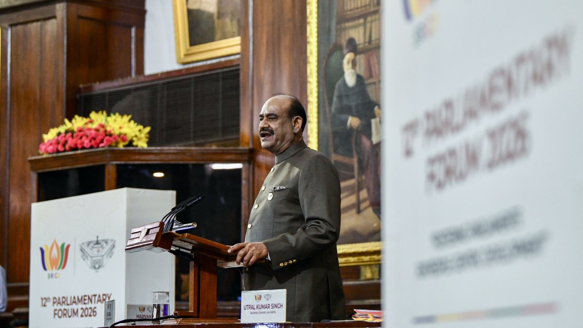 Om Birla addresses 12th BRICS Parliamentary Forum in New Delhi
