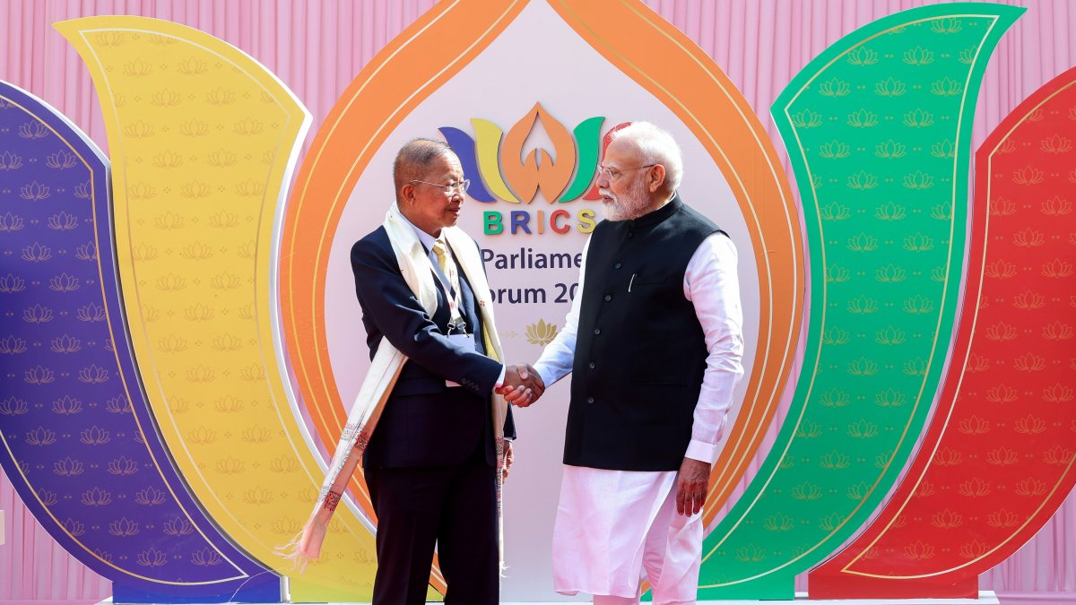 PM Modi welcomes BRICS parliamentary forum delegates in Delhi