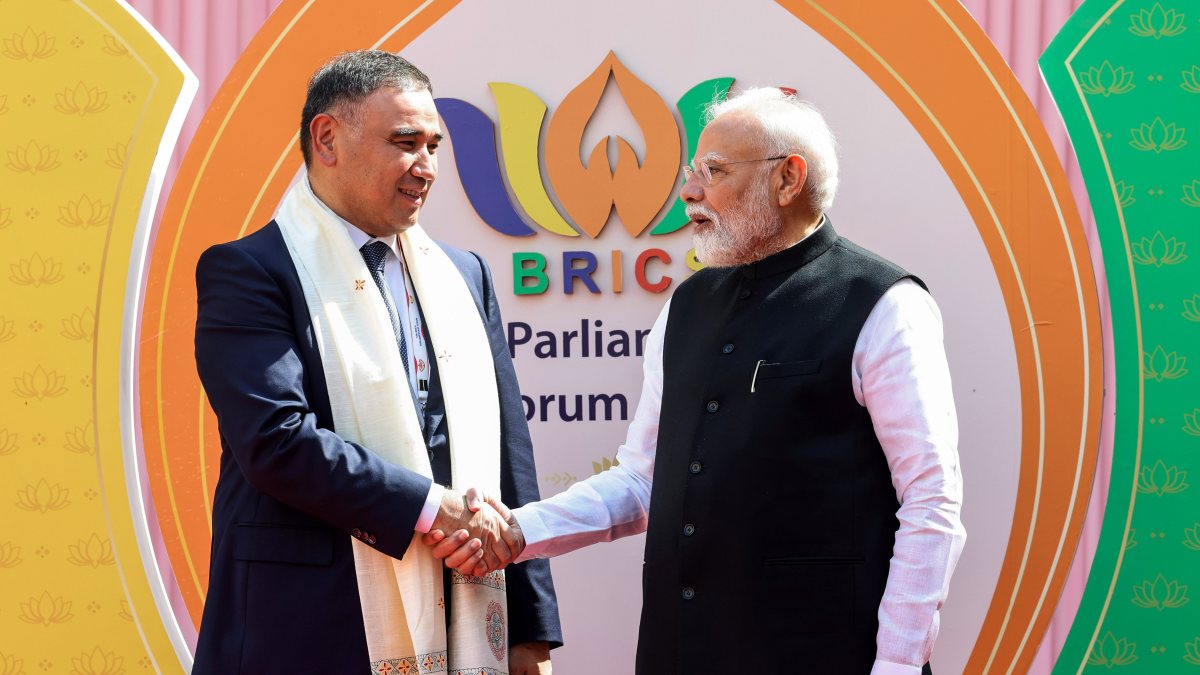 PM Modi welcomes BRICS parliamentary forum delegates in Delhi