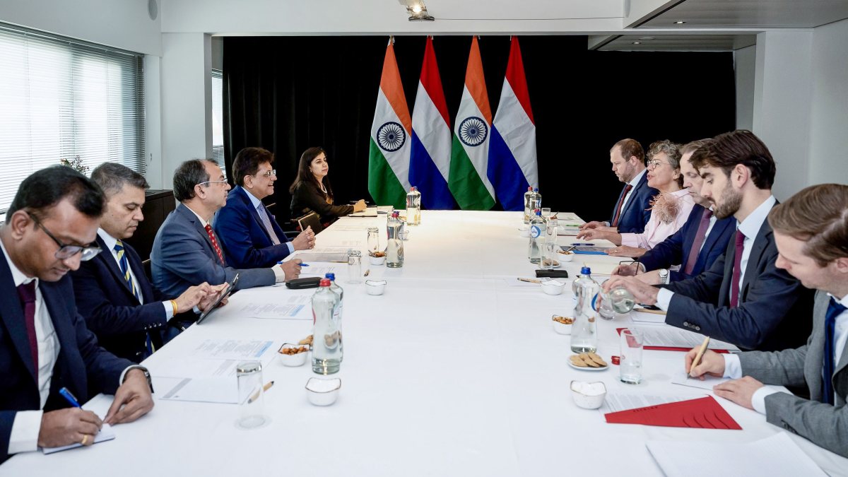 Piyush Goyal meets Dutch minister Heleen Herbert in The Hague
