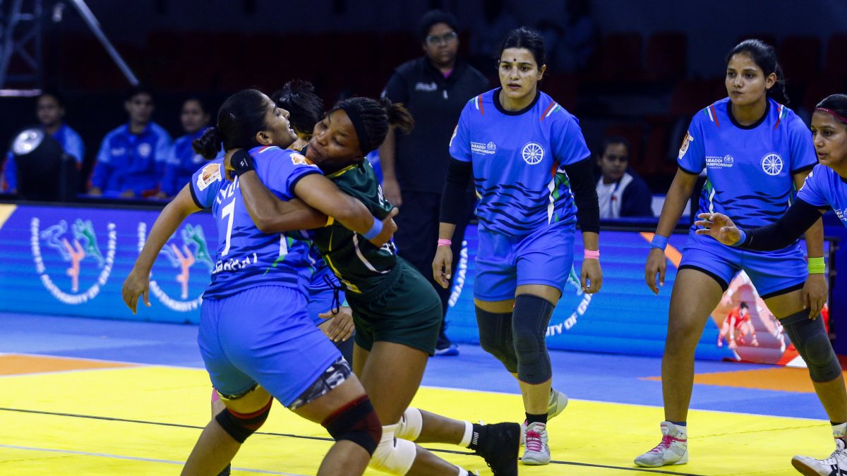 India women tackle Nigerian raider at kabaddi championship