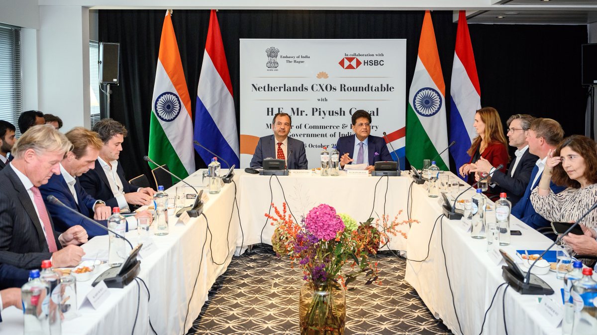 Piyush Goyal speaks at Netherlands CXOs roundtable in The Hague