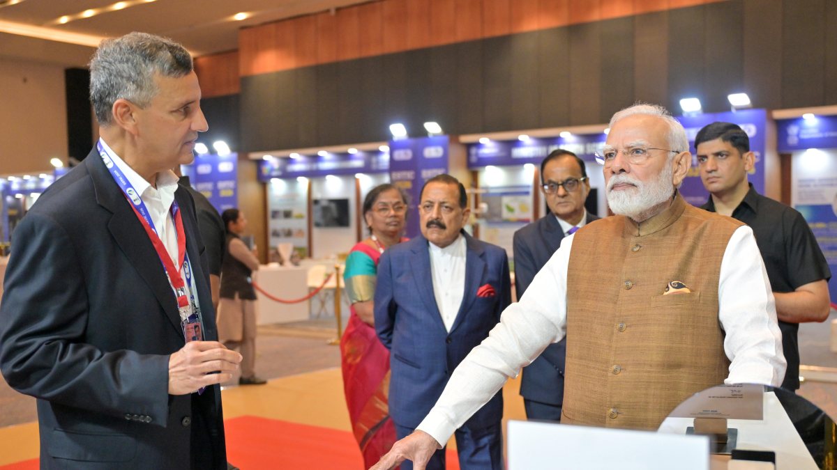 PM Modi visits startup exhibition at science conclave in Delhi