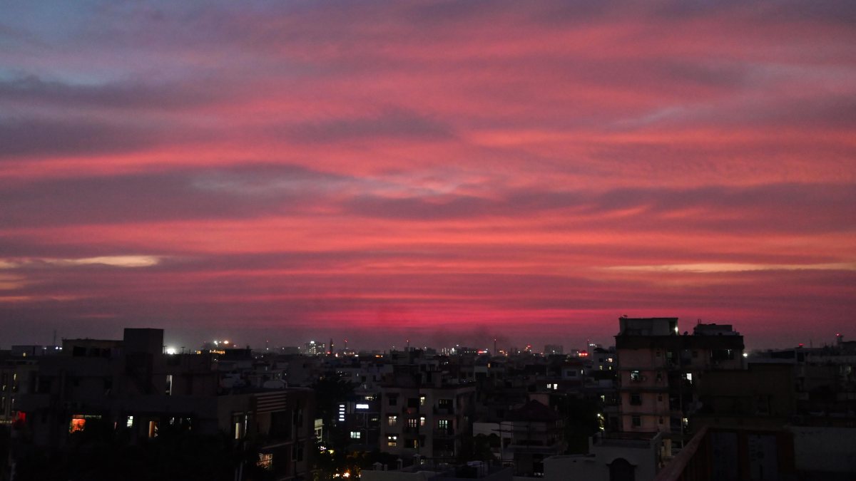 Orange sunset sky over Patna