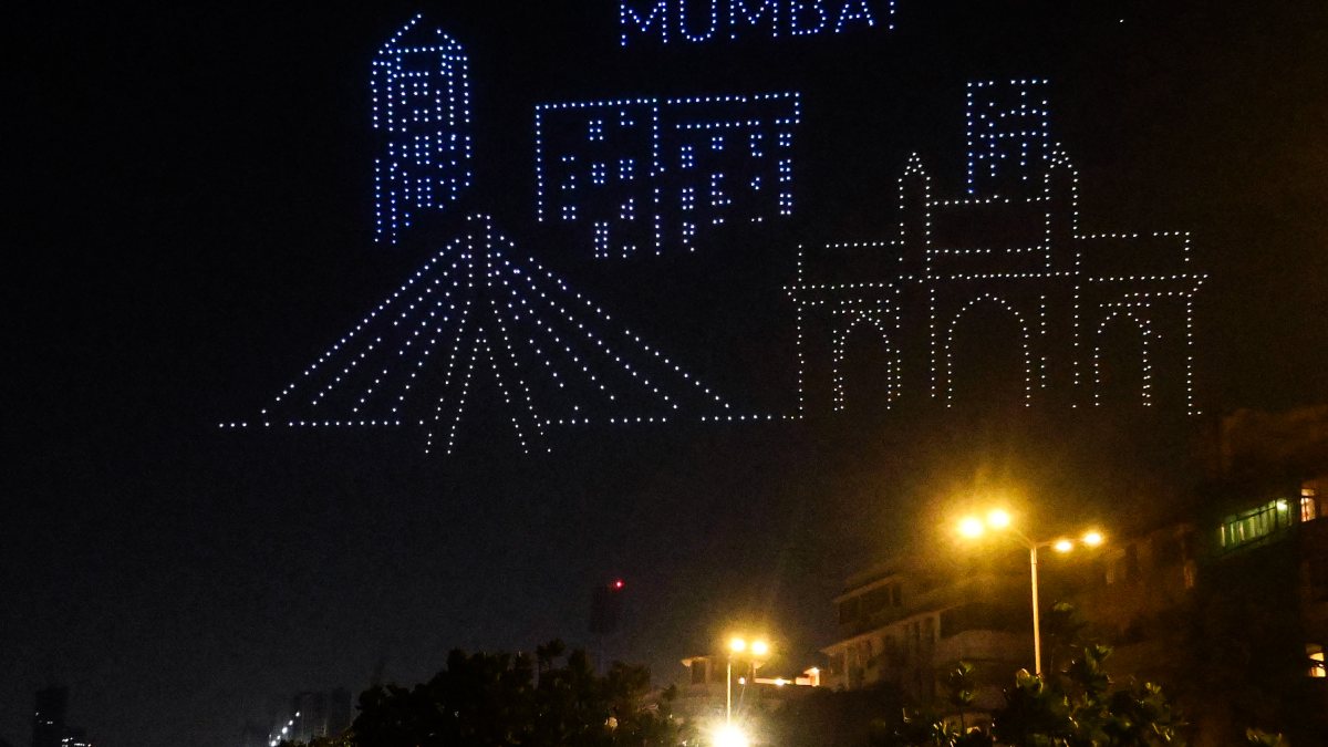Drone show lights up Marine Drive sky near Wankhede Stadium