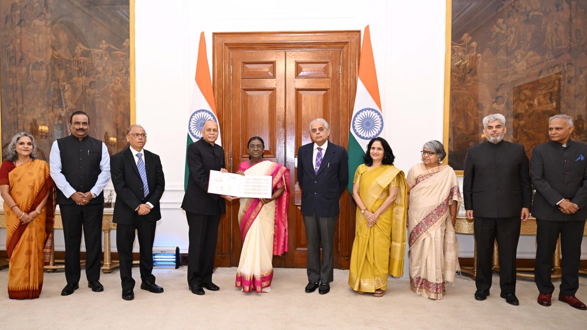 President Murmu receives UPSC centenary coins and stamp