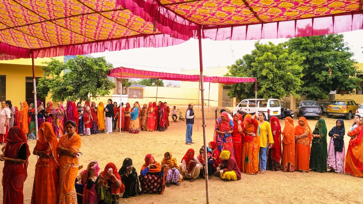 Voters queue at Ajmer polling station for panchayat elections second phase