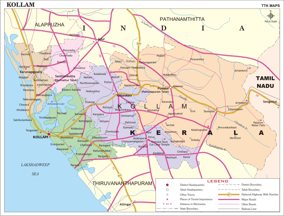 Kollam District Map