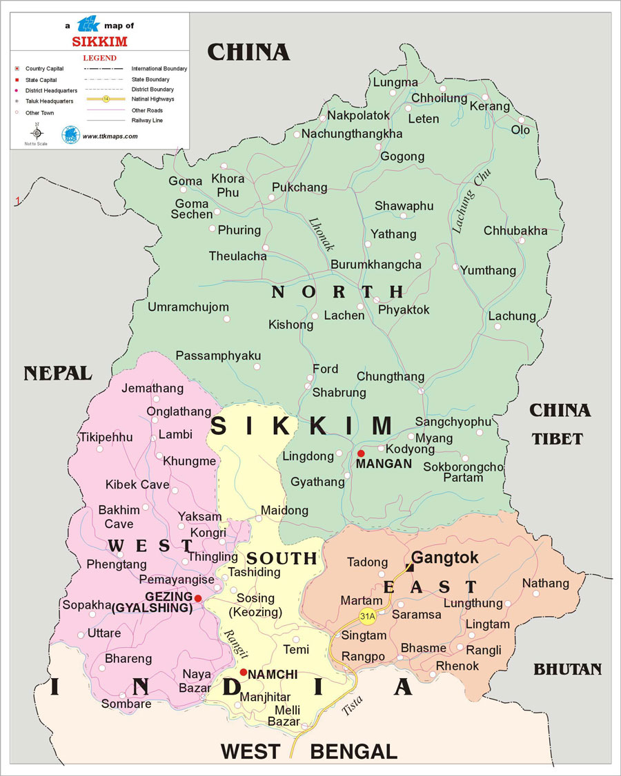 Sikkim Travel Map